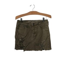 American Eagle Army Green Distressed Skirt Stretch Size 4