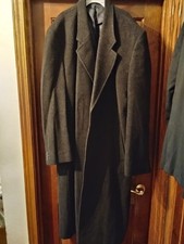Beautiful Luxurious Black Cashmere Blend Overcoat Single Breasted Size 52 Long