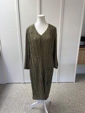 Zimmermann Plisse Midi Dress Olive Khaki Pleated Belted Size 2 AU 10 Womens