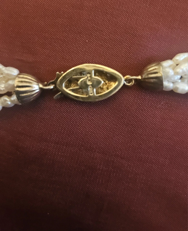 Collana vere Perle acqua dolce con chiusura gioiello argento 800 dorato - Immagine 4 di 4