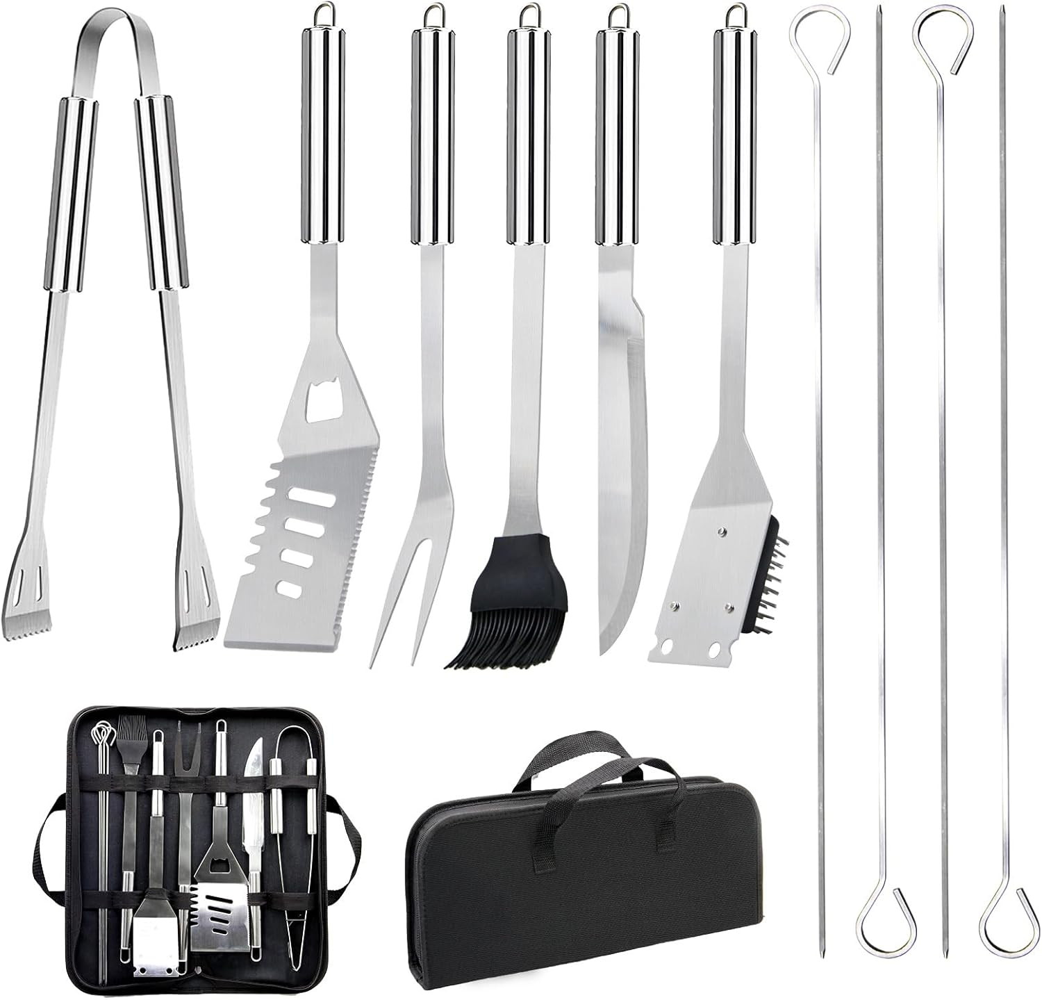 Idea Regalo Uomo Kit Barbecue 11 Pezzi Acciaio Inox con Valigetta