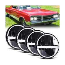 5 3/4'' 5.75" Round white LED Headlights 4pcs H4 HI/LO Beam DRL Compatible fo...