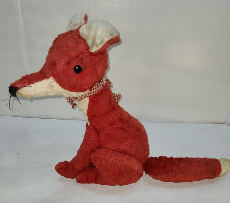 Vintage Red Fox Weighted Doorstopper / Door Stay 13x18 With Bow