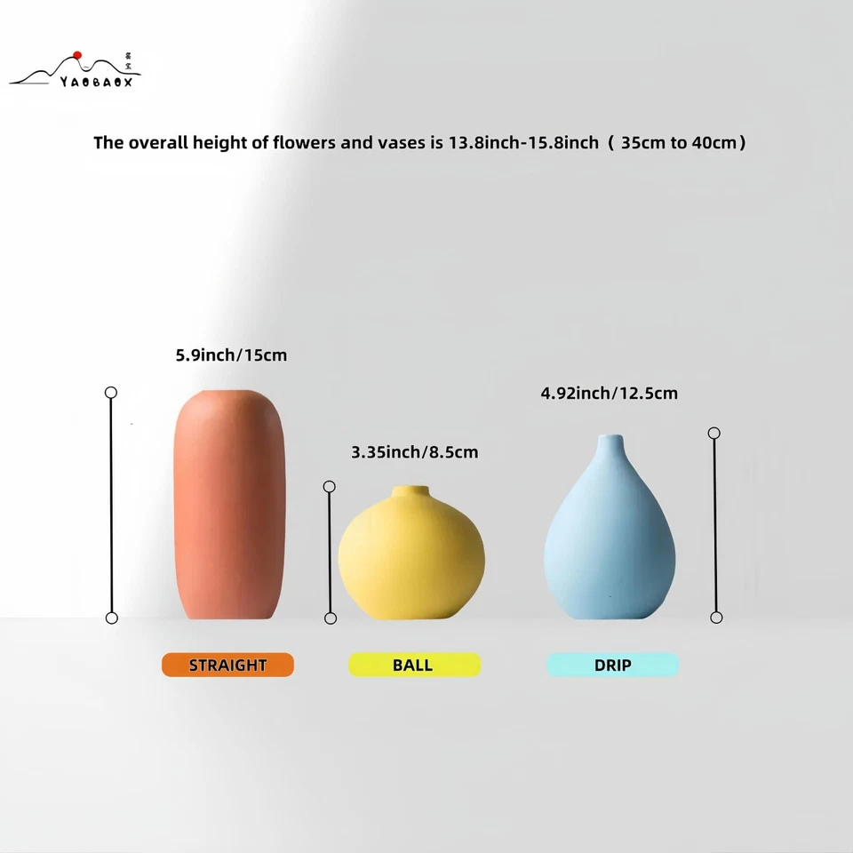 Juego de 3 jarrones pequeños de cerámica multicolor decorativos modernos y minimalistas para el hogar... Foto 2 de 4