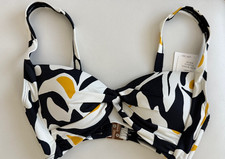 BNWT M&S black/white/yellow print separates - bikini tankini roll top bottoms