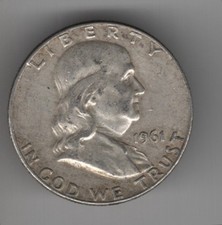 1961 D FRANKLIN HALF DOLLAR 90% SILVER 50¢ DENVER MINT UNITED STATES OF AMERICA
