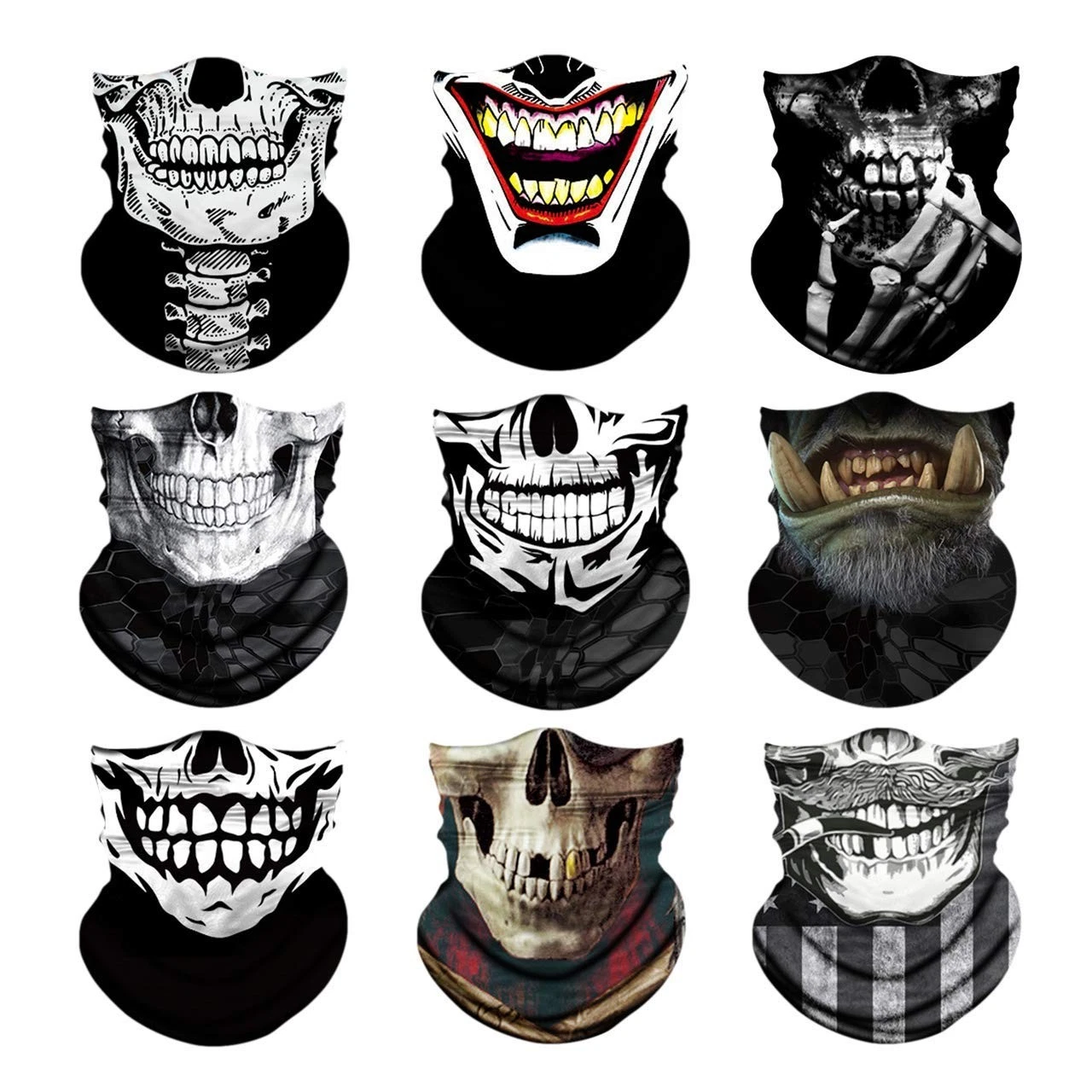 9 Pcs Neck Gaiter Face Mask for Men & Women UV Protection Bandanas & Scarves