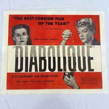 1955 Diabolique Original 22x28 Movie Poster Henri Clouzot Simone Signoret