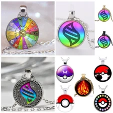 Pokemon Mega Stone Fire Pokeball Pikachu Stain Pendant Necklace Free Gift Bag