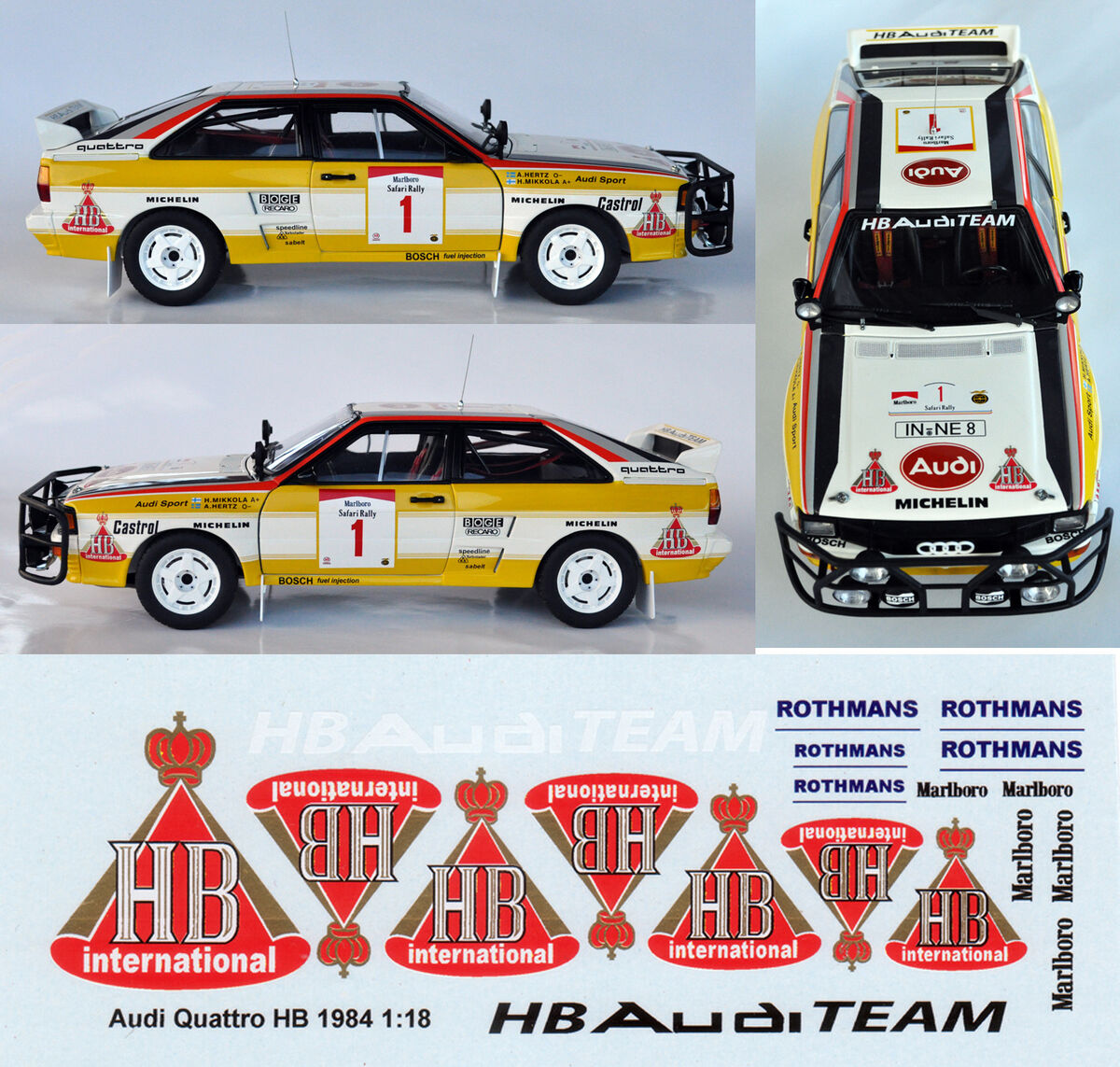 Audi sport quattro (Typ 85Q, Mod. 84-86), malachitgrün, quattro Decals auf  Türen, Norev, 1:18, mb, Komplettes Sortiment, Online-Shop