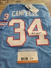 HOF Earl Campbell Auto Houston Oilers Football Jersey Timeless Authentic COA