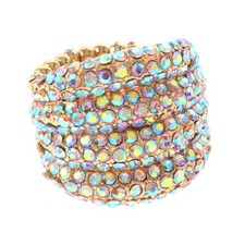Gold Tone Stretch Metal Ring With Crystal Rhinestone R1251-GAB