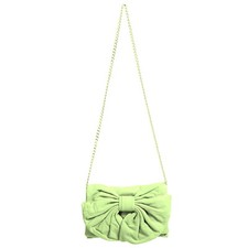  895 Red Valentino NEW Leather Bow Decorated Clutch Shoulder Chain Green Bag