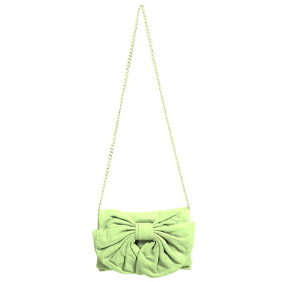 $895 Red Valentino NEW Leather Bow Decorated Clutch Shoulder Chain Green Bag