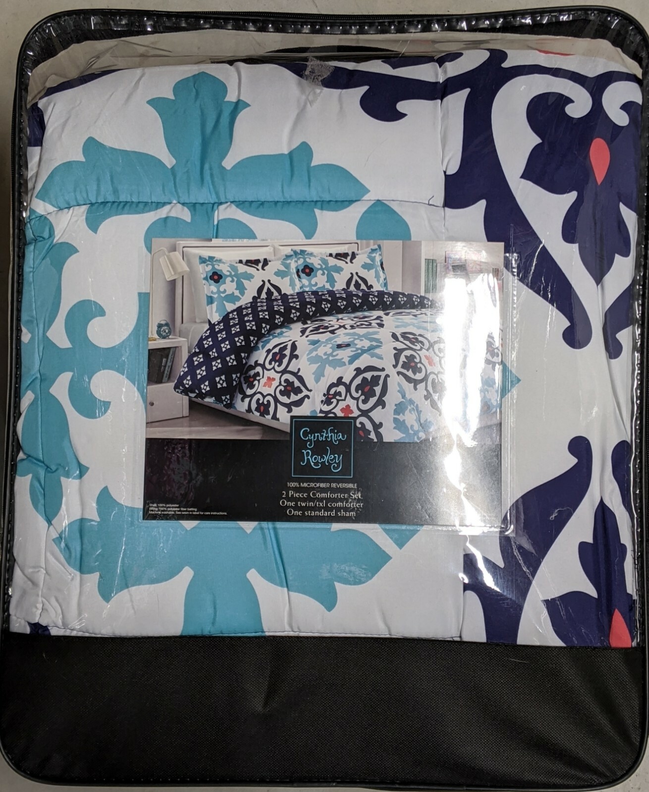 Cynthia Rowley 100 Microfiber Reversible 2 Piece Comforter Set TWIN XL