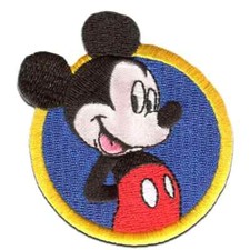 Disney Iron-On Patch: Blue Round Mickey Mouse Standing New Free Shipping