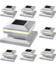 Dynaming 8 Pack Solar Post Cap Lights, Outdoor Fit 4x4, 5x5 or 6x6 Wooden Post