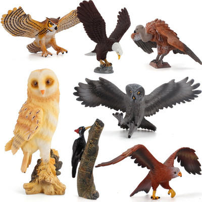 Simulation Birds Animal Owl eagle Miniature Art Toy Figure 7pcs