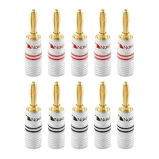 10pcs Nakami 24k Gold Plated 4mm Banana Plug Cable Wire Audio Speaker Connector