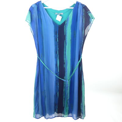 COMMA dress dress silk blend stripes blue green size 34
