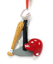 T Ball With Helmet Bat & Baseball Christmas Ornament