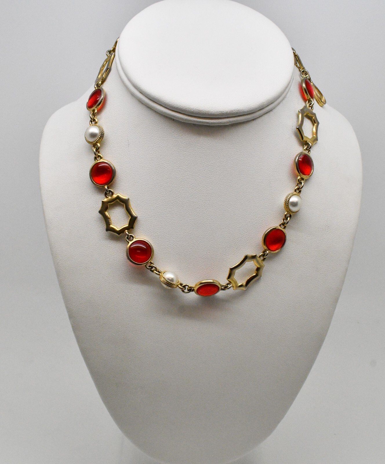 Sterling Silver Unique Design Ruby Stone Necklace… - image 1