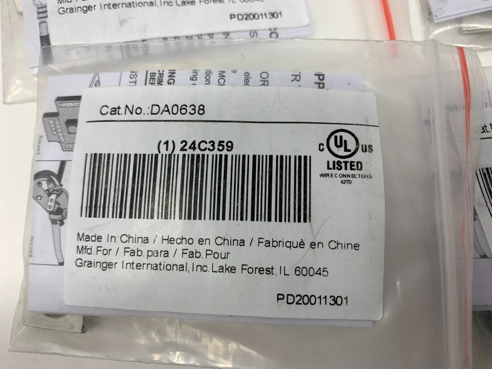 Grainger Huya 24C359 1-Hole Compression Copper Lug 6AWG 3/8" Stud Lot of 10 - Image 2 of 3