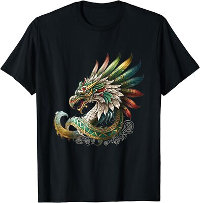 #ad New Limited Feathered Serpent Aztec Quetzalcoatl Mexican Mythology T Shirt $16.97