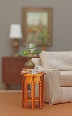   copper OCTAGON SIDE TABLE living room ACCESSORY home FURNITURE 1/6 for BARBIE
