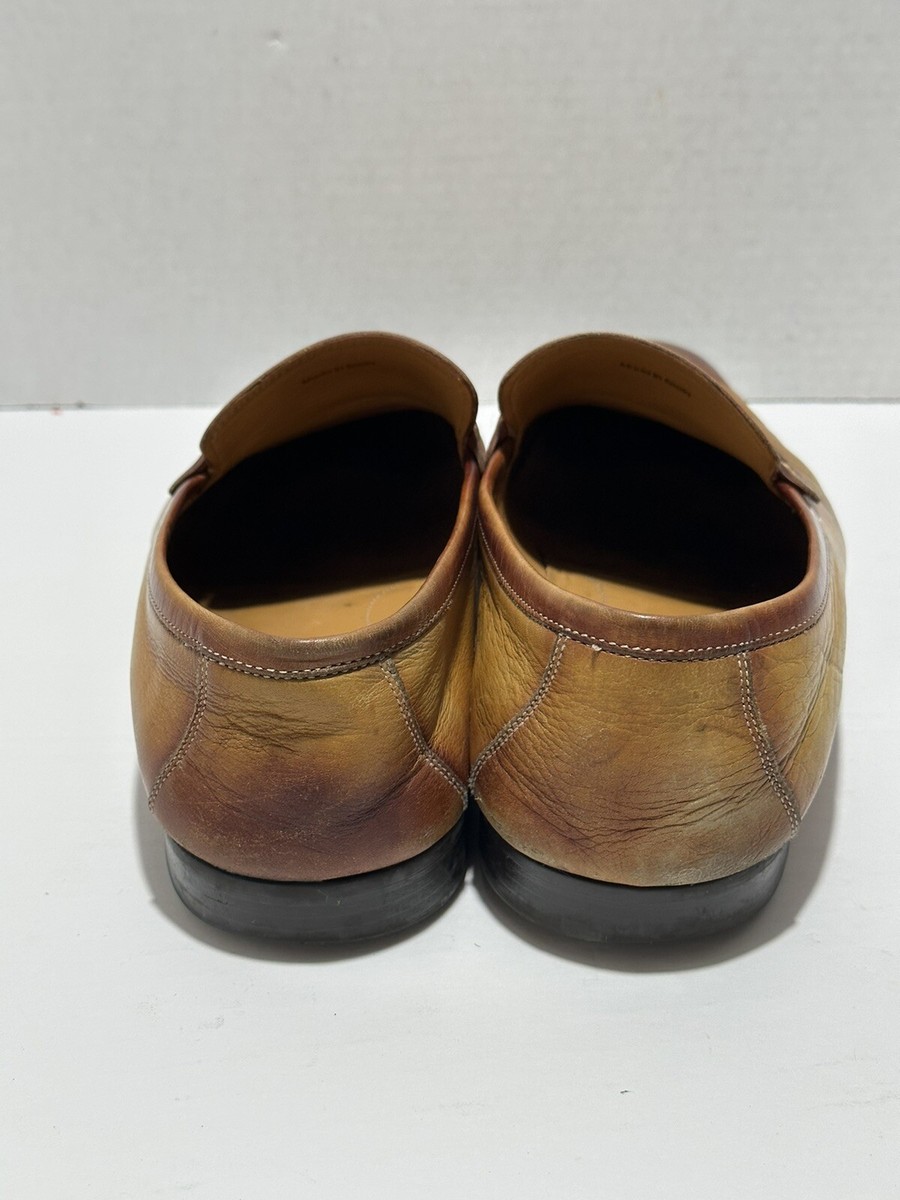 Magnanni Rambla Leather Buckle-Strap Loafers Brown Tan Sz 