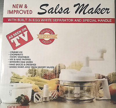 Food Chopper Processor Salsa Maker Mixer Manual Crusher Chop Crush Mix Bowl  NEW!