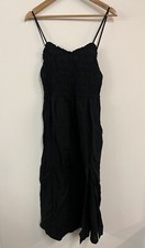Urban Outfitters Black Ruched Stretchy Bandeau Maxi Dress Strappy Back Size M