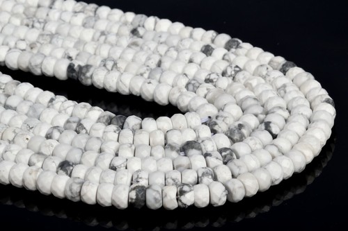 8x5MM White Natural Howlite Grade AAA Faceted Rondelle Gemstone Loose Beads 15" - Foto 2 di 3