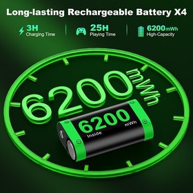 4 Pack 6200mWh Rechargeable Controller Battery Pack for Xbox Series X|S/Xbox One