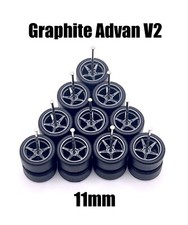 5x Graphite Advan V2 11/11mm NEWEST short Axle Wheels Rubber Tires for 1/64