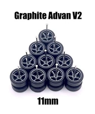 5x Graphite Advan V2 11/11mm NEWEST short Axle Wheels Rubber Tires for 1/64