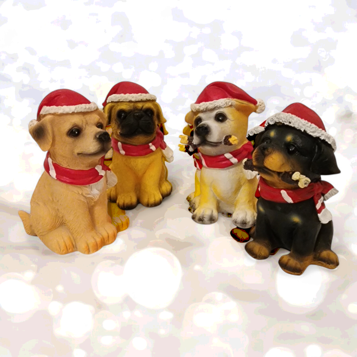Four Christmas Holiday Dog Figurines | eBay