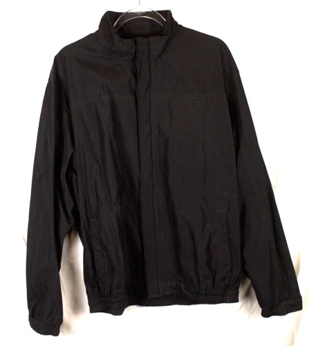 Antigua Soft Shell Jacket Men's L Black Full Zip Windbreaker drivers jacket - product listing photo