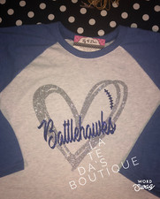 Battlehawks Glitter Baseball T