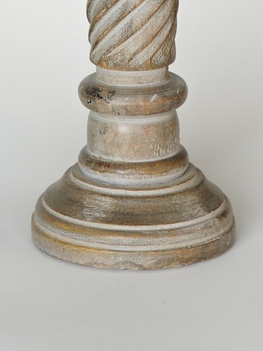 Traditional Gray Wash Eco-friendly Handmade Mango Wood Set Of Two Candle Holder - Picture 18 of 37