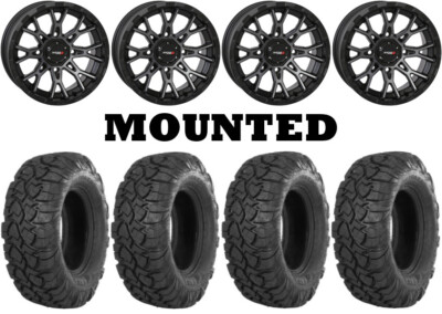 Kit 4 ITP UltraCross R-Spec Tires 27x9-14 on System 3 ST-6 Gray Wheels CAN