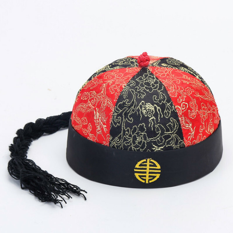 Men Boys Kids Ancient Chinese Royal Emperor Hats Skull Caps
