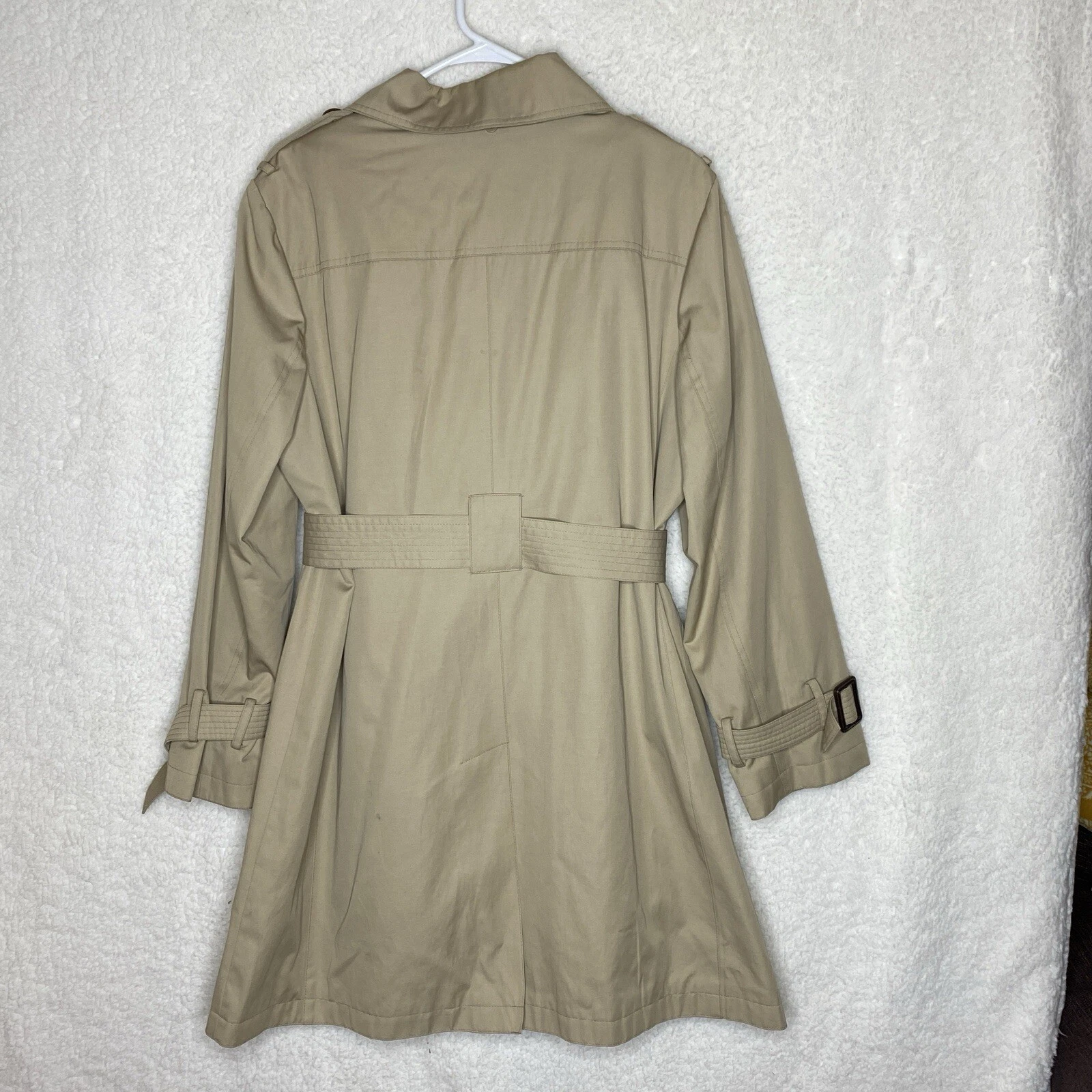 Cappotto trench Michael Kors marrone doppiopetto fodera cappuccio rimovibile donna XL