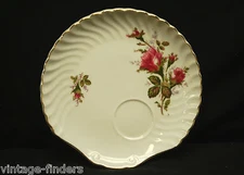 Moss Rose Snack Plate White Pink Rose Pattern & Gold Rim