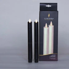2pcs Luminara LED Flameless LED Battery Taper Candles with Remote Black 9"