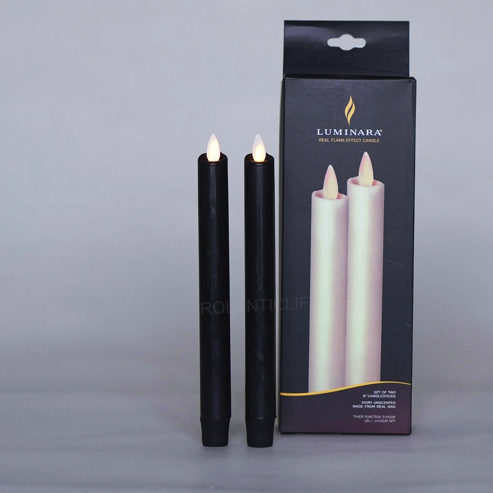 Luminara 8" Halloween Velas Cónicas Sin Llama Paquete de 2 Mecha Móvil Control Remoto Negro Foto 2 de 4