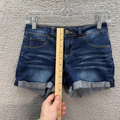 YMI Shorts Girls 12 Blue Chino Short Dark Wash Distressed Preppy Light Academia - Picture 7 of 11