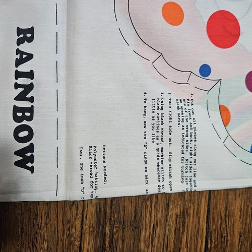 2 VTG Rainbow Clown Cotton Fabric Cut & Sew Pillow Panel General Greetings - Picture 3 of 6