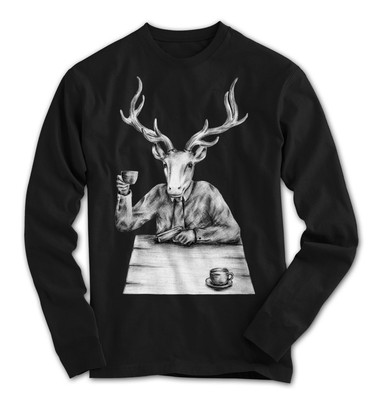 Herren Longsleeve Hipster Hirsch Vintage Art Deer Party Neu S-3XL DH23117LS