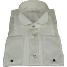 Mens CEREMONIA Tuxedo Formal Shirt 100 Cotton Turkey Slim Fit stn 17 abt ivory